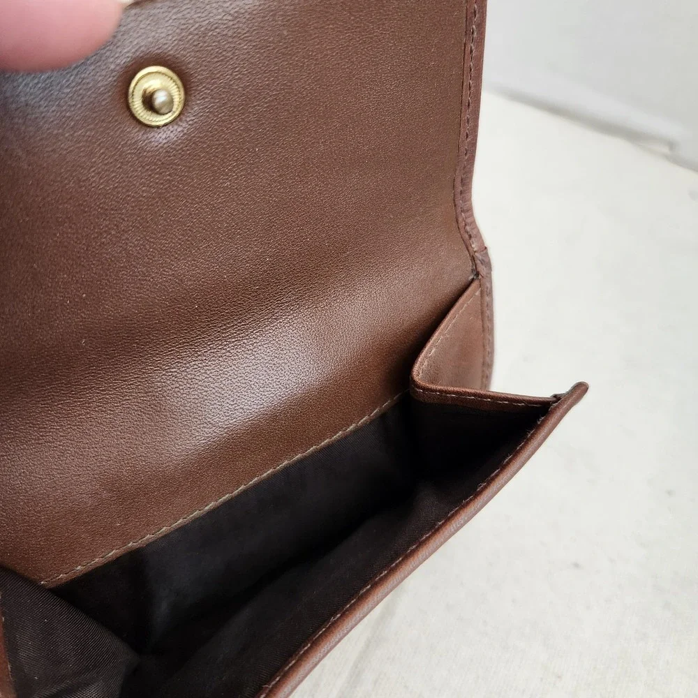 Vintage Coach Signature Folding Wallet Snap Closure Medium Brown Soft Leather